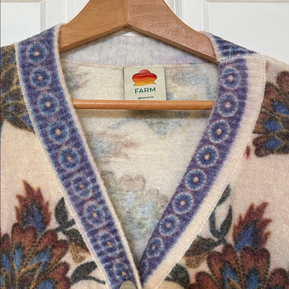 FARM Rio Floral Cardigan - Cream and Blue - Picture 6 of 16